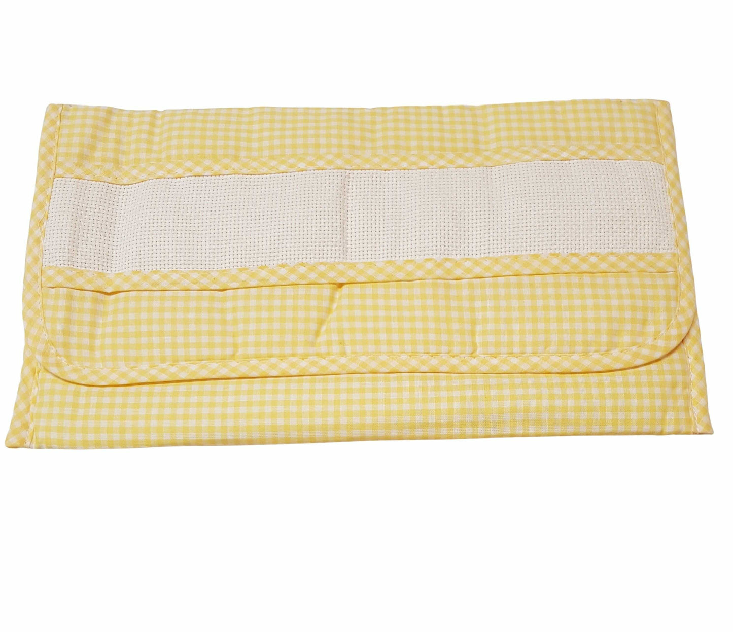 Busta portatovagliolo da ricamare a quadretti giallo con tela aida bianca Stafil