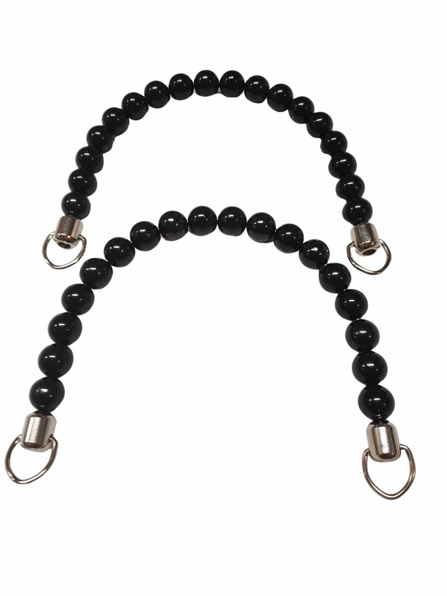 Manici Perle Nere Borse Hand Made Artigianali Pearl Hobby Argento