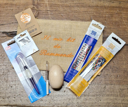Kit Base per Rammendo in Busta di Juta Ricamata