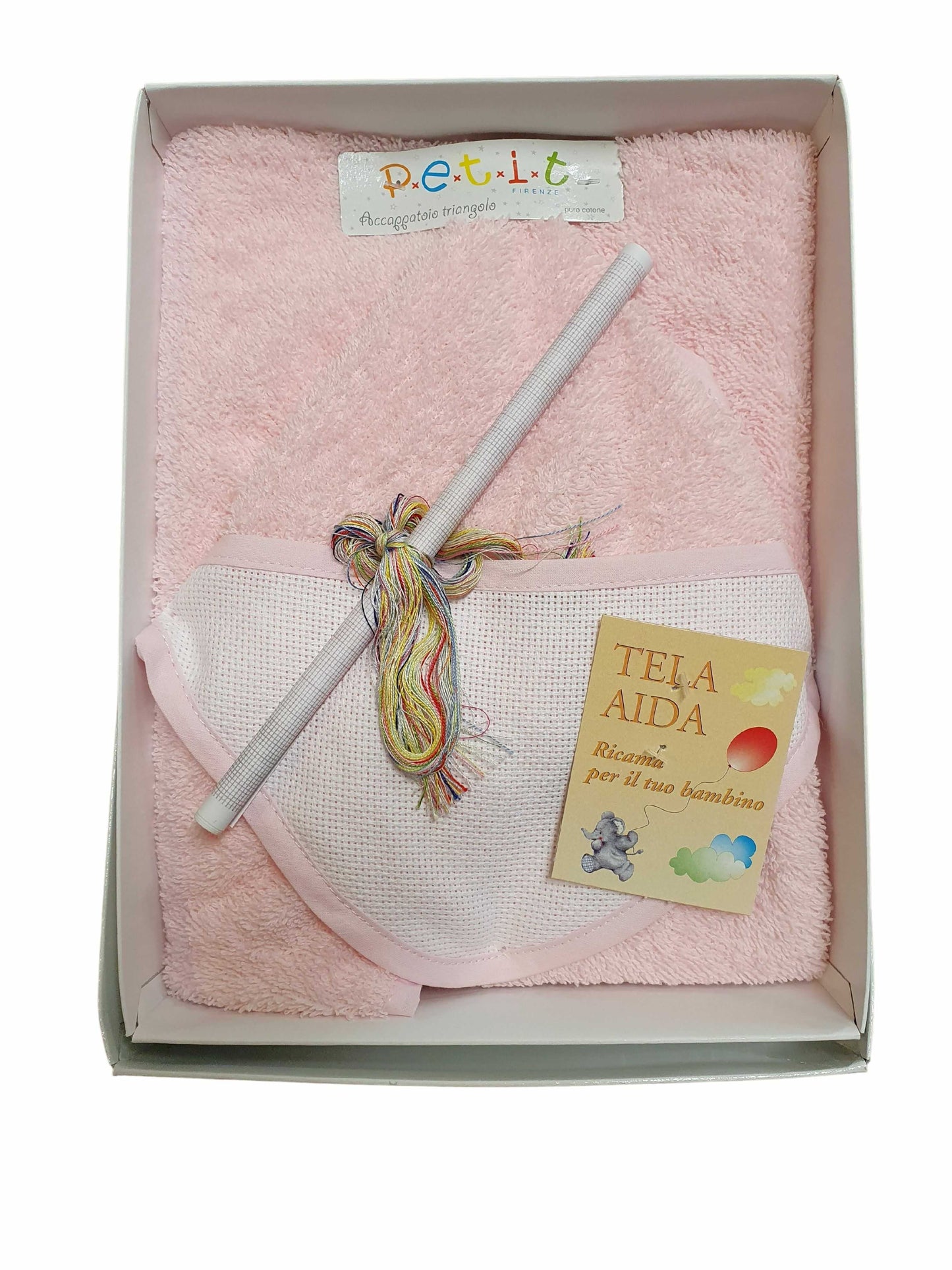 Petit, Accappatoio Baby Triangolare in Puro Cotone da Ricamare a Punto Croce, 0-12 Mesi