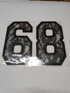 Applicazioni Termoadesive Numero "68/89" Nero Patch Cose Base Pizzo