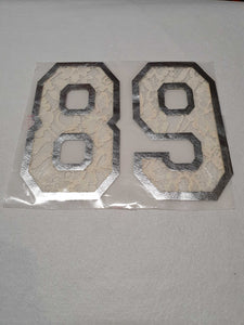 Applicazioni Termoadesive Numero "68/89" Panna-Argento Patch Cose