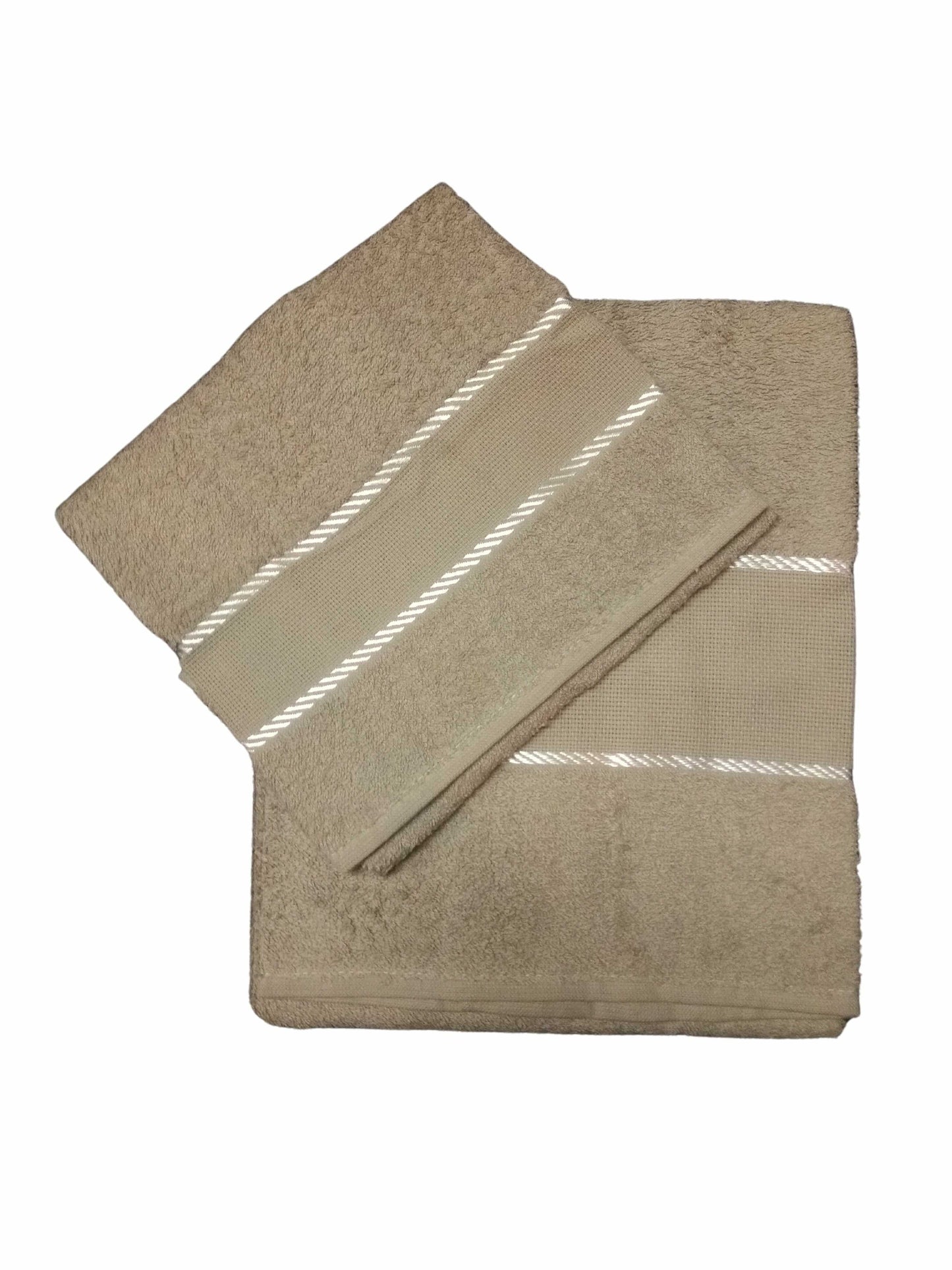 Asciugamani Bagno Coppia Ricamo Asciugamano e Ospite Spugna Tela Aida