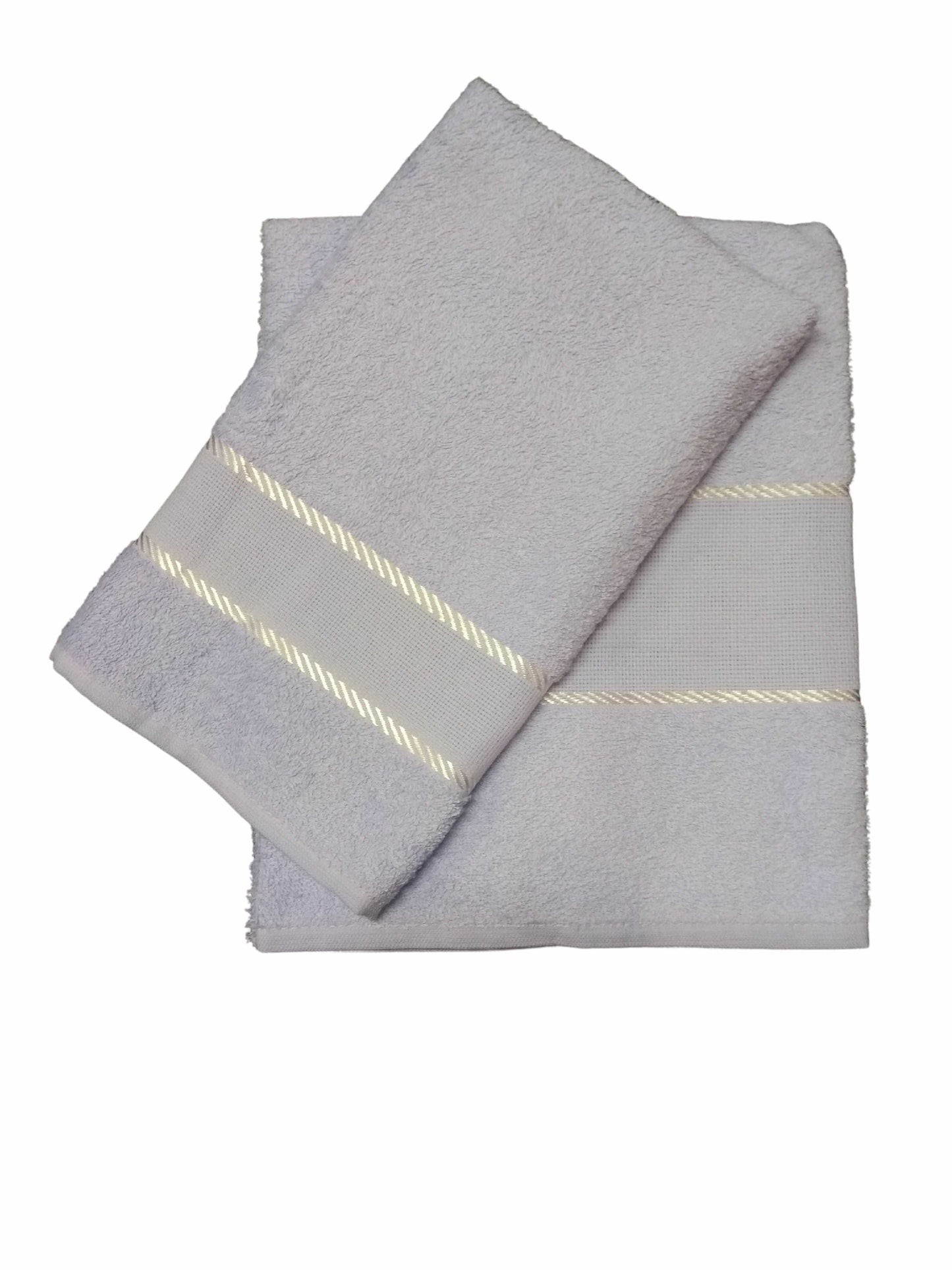 Asciugamani Bagno Coppia Ricamo Asciugamano e Ospite Spugna Tela Aida