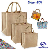 Tre Sfere Borsa di Tela in Juta Personalizzabile con Patches, Mattonelle Granny 4 Misure