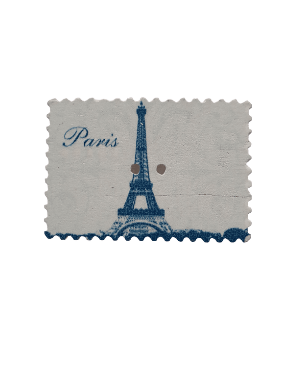 Bottoni Decorativi Francobollo Paris Tour Eiffel azzurro Bottone
