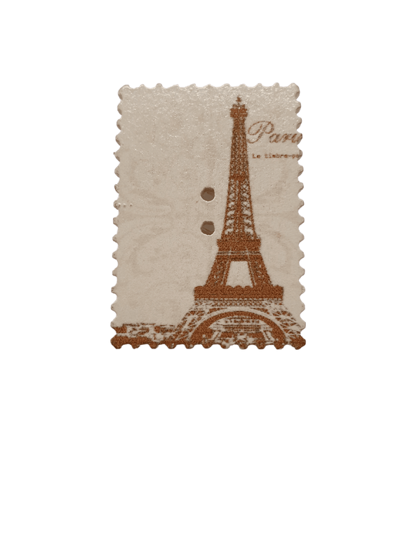 Bottoni Decorativi Francobollo Paris Tour Eiffel Beige Panna 