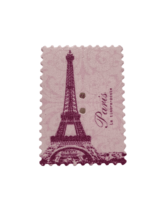 Bottoni Decorativi Francobollo Paris Tour Eiffel Viola Rosa Bottone