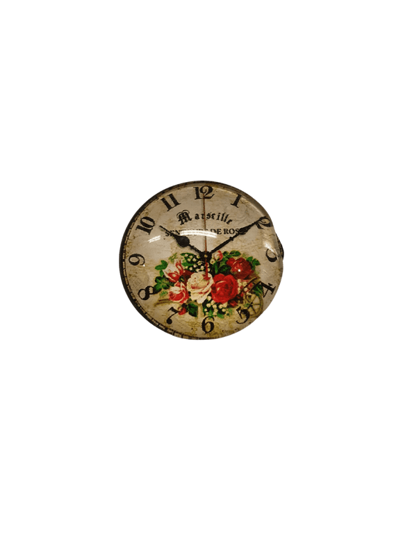 Bottoni Decorativi in Resina con Disegno Orologio e Fiori Bottone