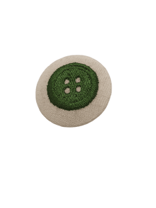 Bottoni Decorativi Rifasciati Ricamo Bottone Verde Base Panna Tessuto