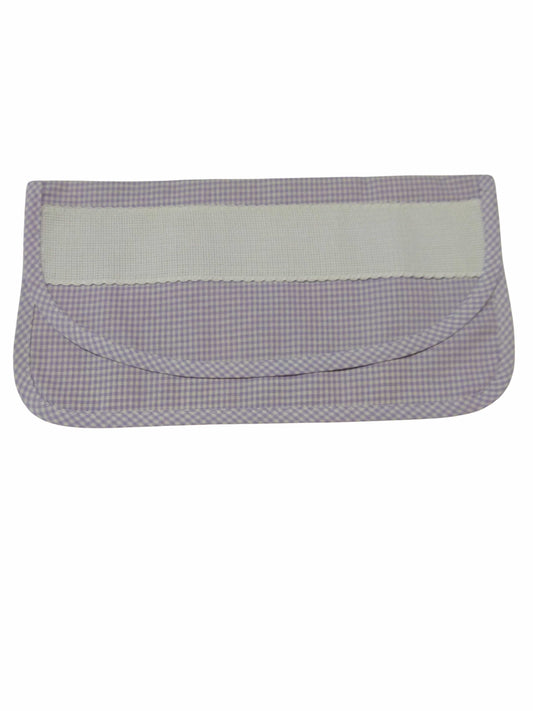 Busta portatovagliolo stondata da ricamare a quadretti lilla tela aida bianca