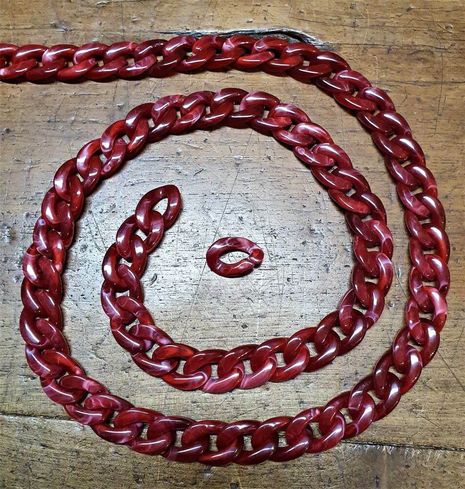 1 Metro Catena in Resina Lucida Sfumata, Tracolla per Borse Hand Made 12 Colori