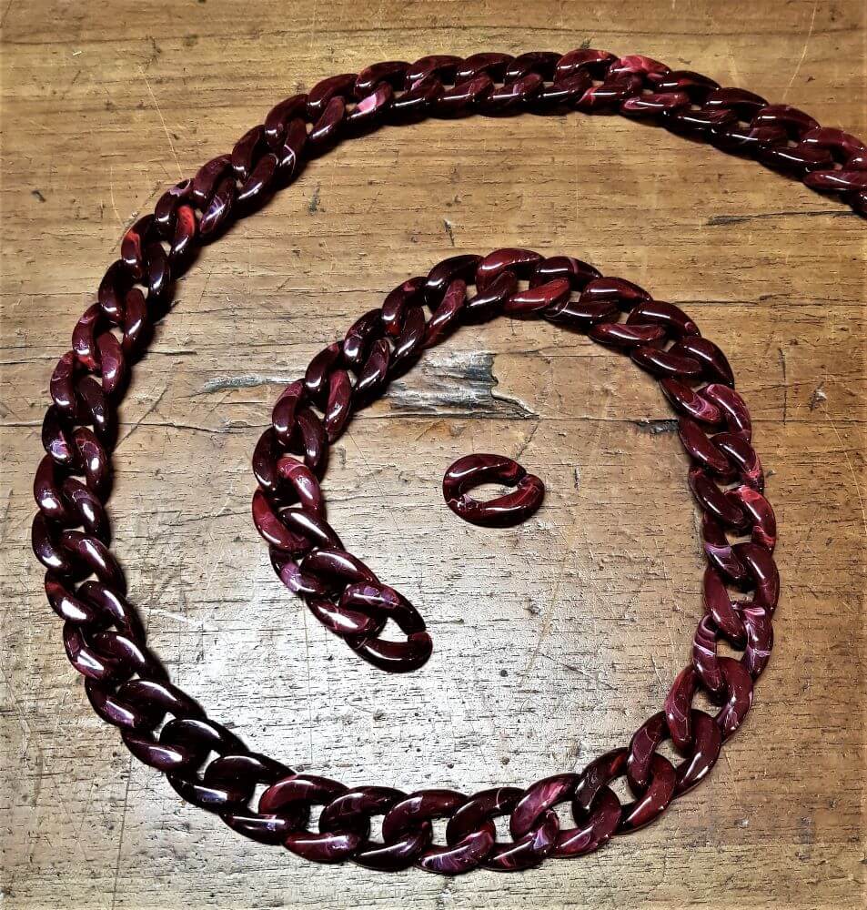 1 Metro Catena in Resina Lucida Sfumata, Tracolla per Borse Hand Made 12 Colori