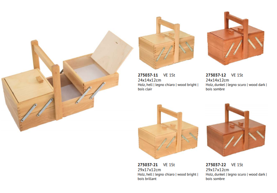 Cestino Portalavoro Legno Scaletta Due Livelli Stafil Ricamo Cucito