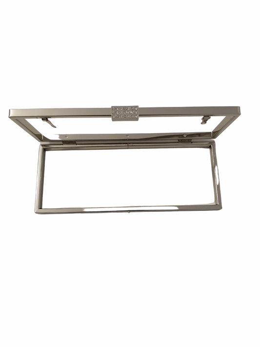 Chiusura a cerniera a scatto pomello strass metallo argento pochette borse bags