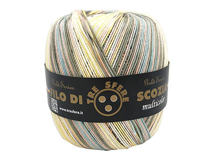 6 Gomitoli Filato di Cotone Filo di Scozia Multicolor, Uncinetto n°5, Confezione da 480gr, 12 Colori