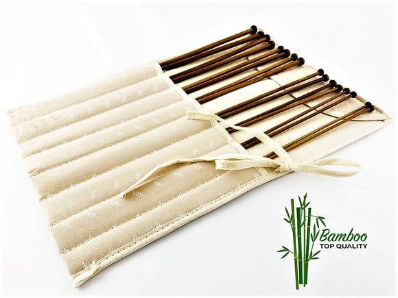 Set da 8 Coppie di Ferri per Maglia in Bamboo più Borsa 35cm dal 3 al 6,5