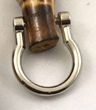 Coppia Manici in Bamboo con Anelli Argento da 20x16cm per Borse e Pochette