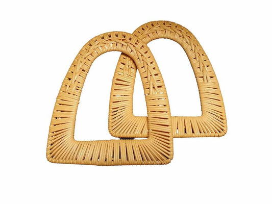 Coppia Manici Triangolari in Bamboo da 18x15,5 cm per Borse e Pochette