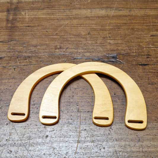 Manici in Legno per Borsa Hand Made da Portare a Mano, 1 Coppia, 18,5cm x 12,5cm x 0,9cm