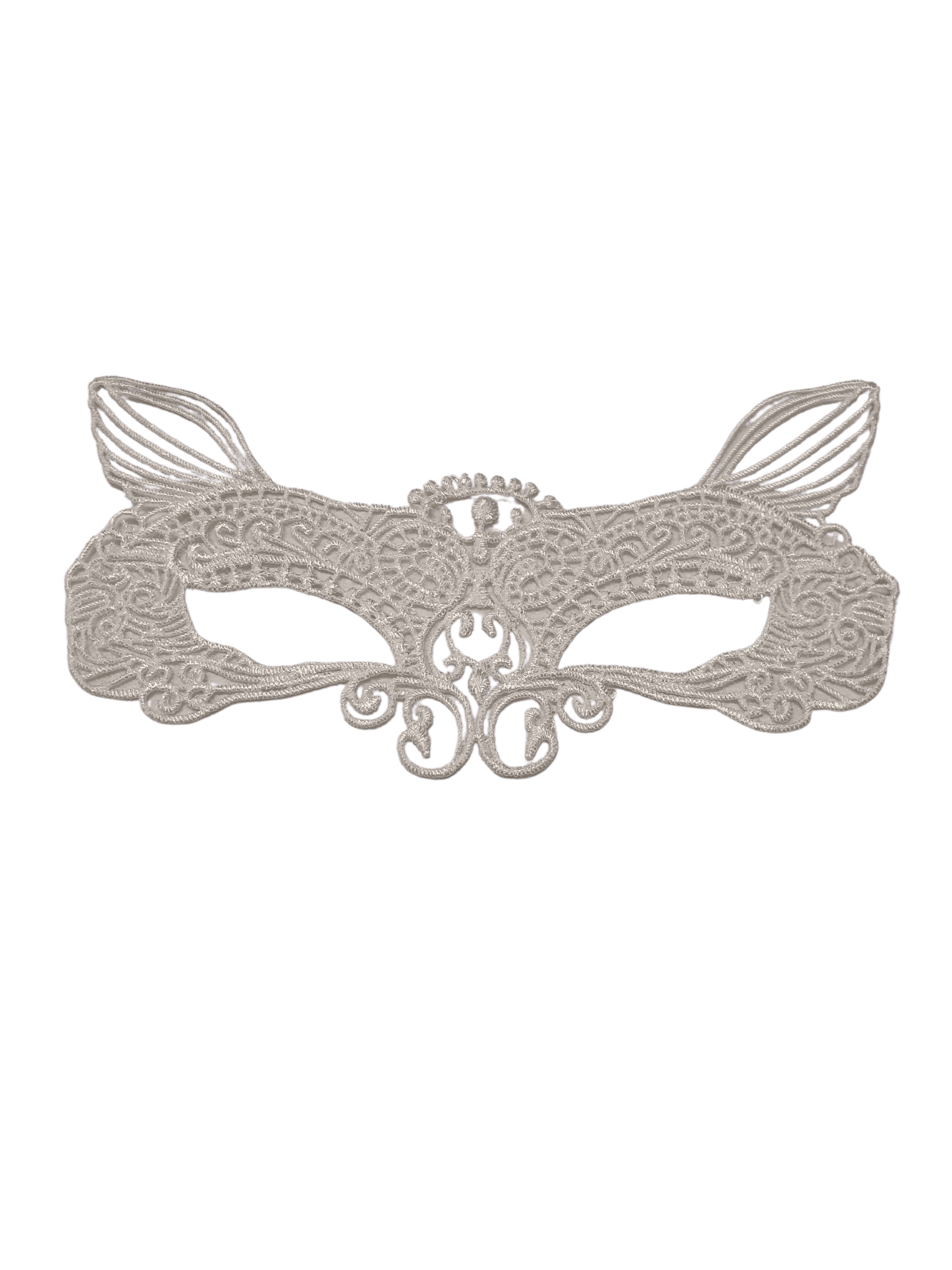 Maschera Bianca Pizzo Gatto Mask Cose Applicazione Patch Cucire