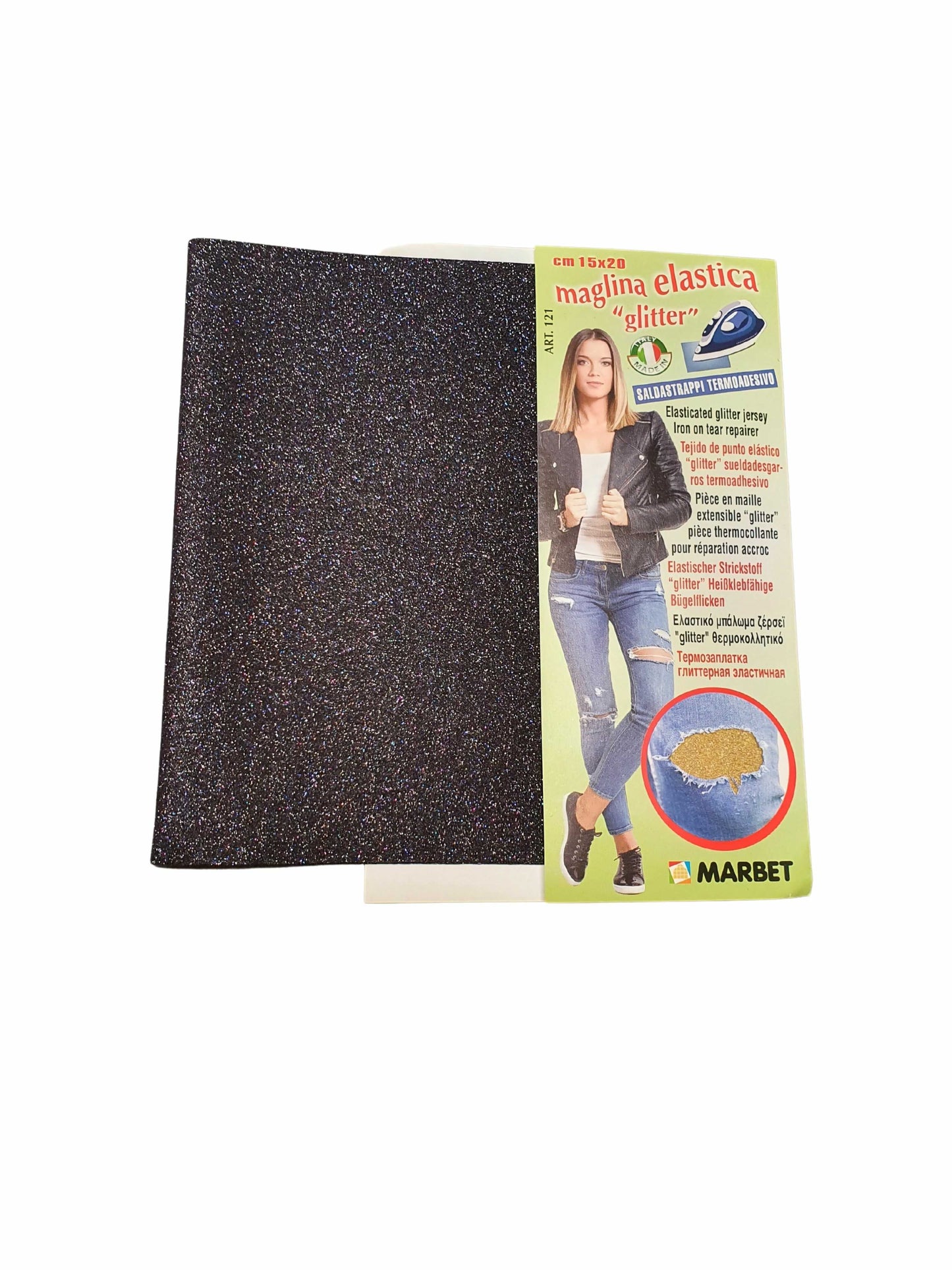 Maglina Elastica Glitter Saldastrappi Termoadesivo Poliestere Marbet 8 Varianti