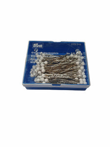 Spilli con testa di vetro bianco 0,80 x 48 mm - scatola da 30 gr Prym 029248