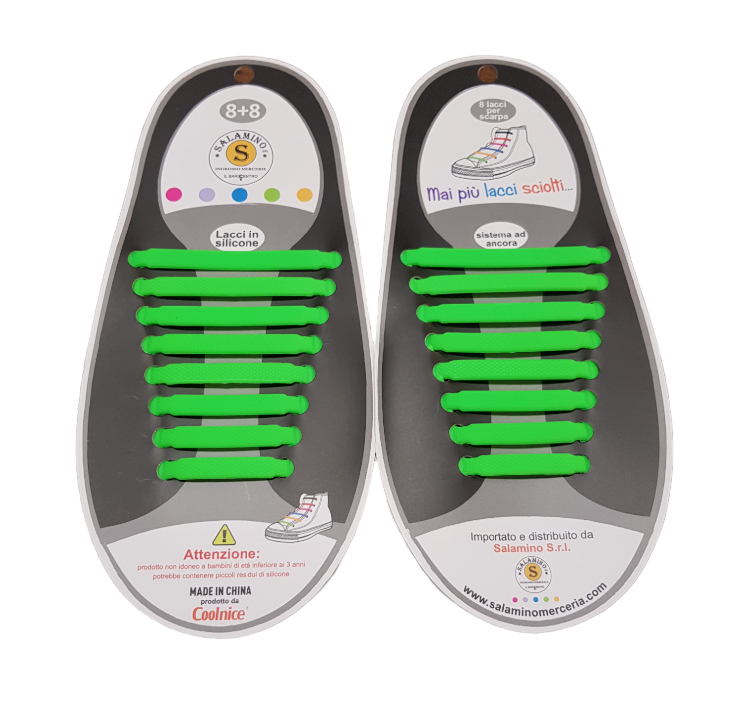 Lacci per Scarpe in Silicone Stringhe da Non Allacciare 13 Colori Merceria Fassio